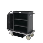 Royal Basket Special Mini Deluxe Housekeeping Cart, No Hood, Assembled, Black